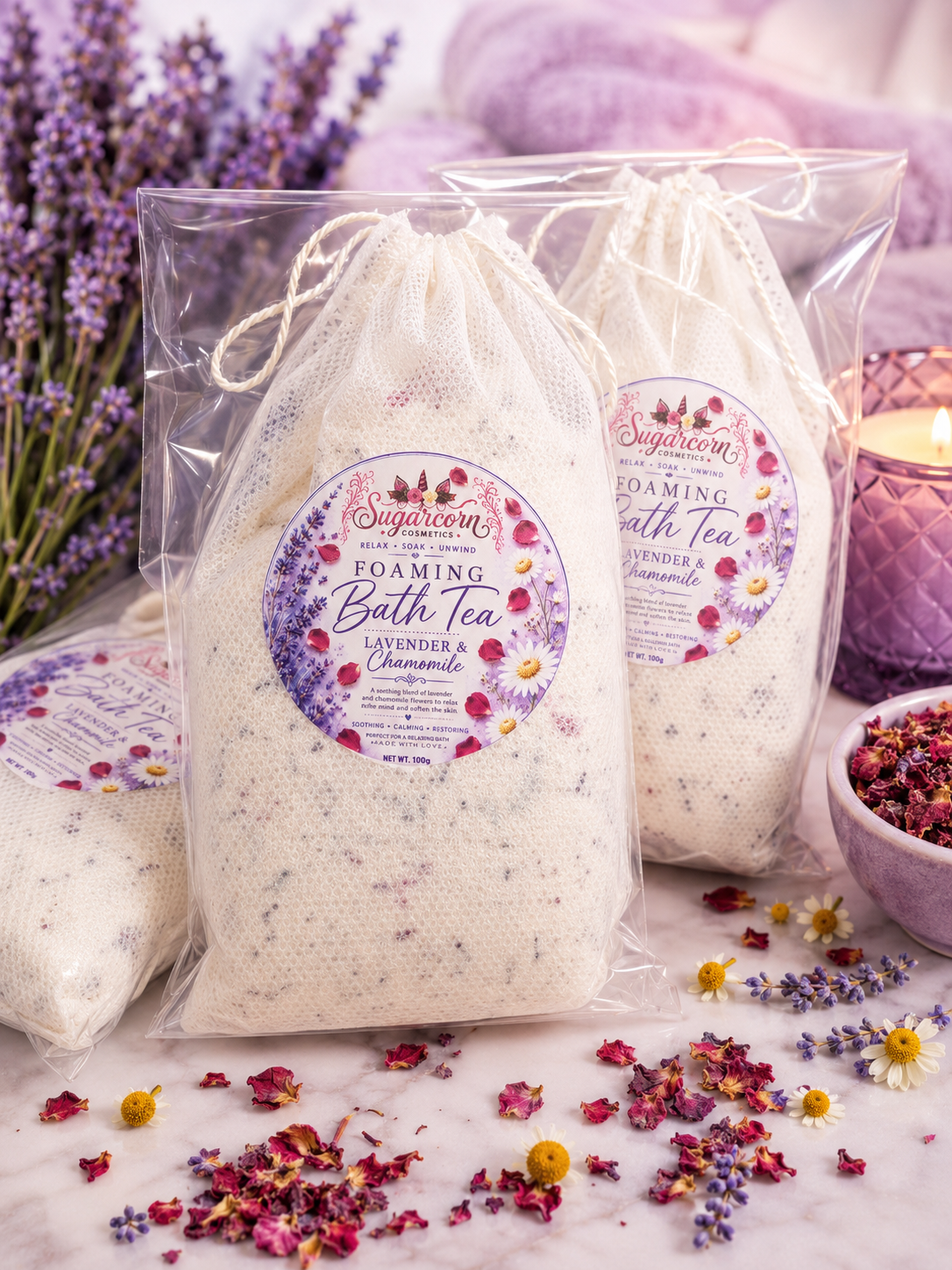 Lavender & Chamomile Foaming Bath Tea